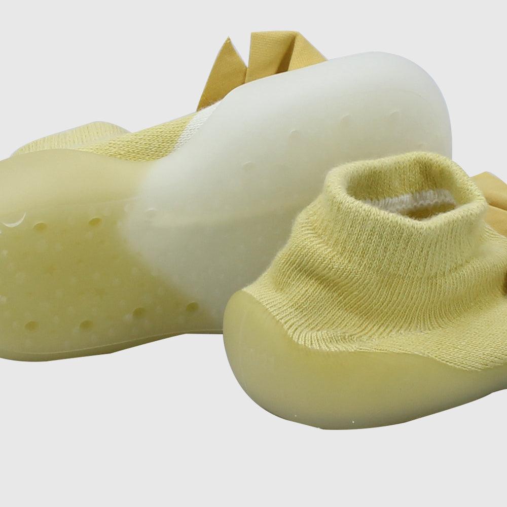 YELLOW BOW GRIPPER SLIPPER WINTER THICK COTTON BABY SOCKS - Ourkids - Bella Bambino