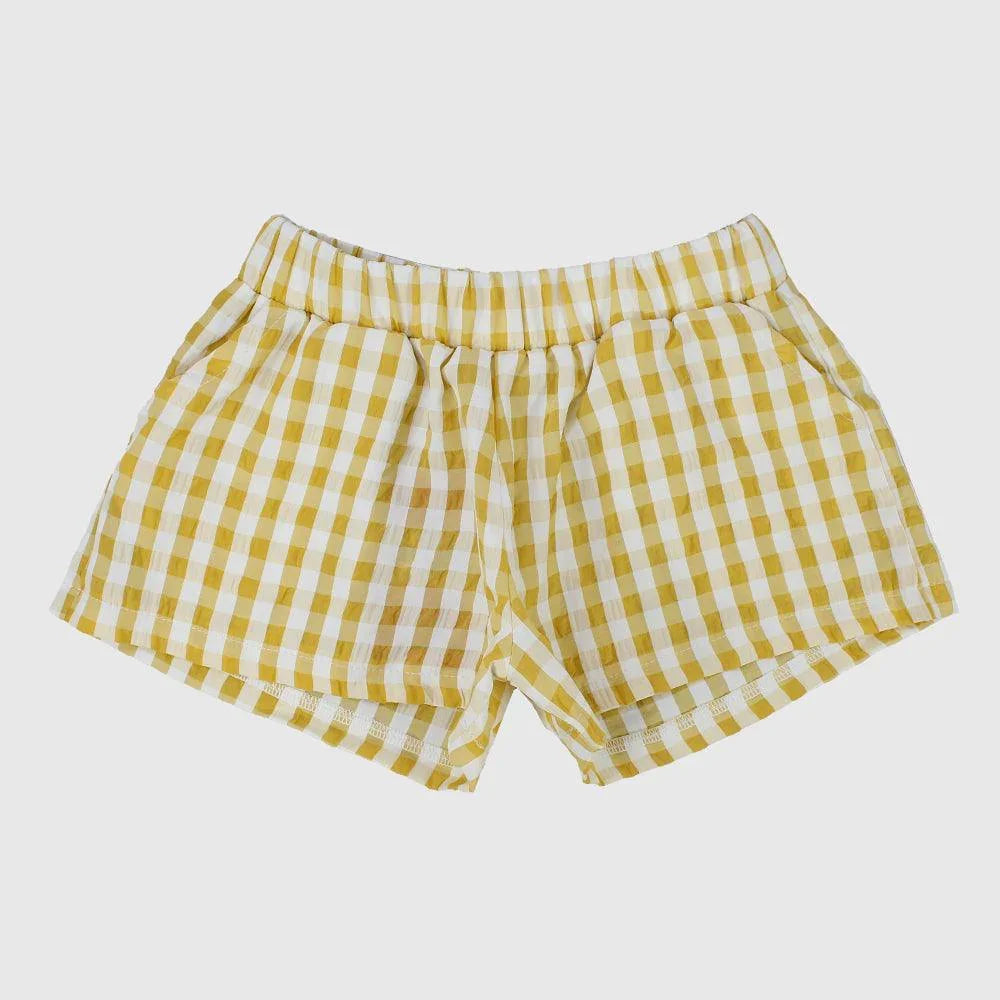 Yellow Checkered Comfy Shorts - Ourkids - Playmore
