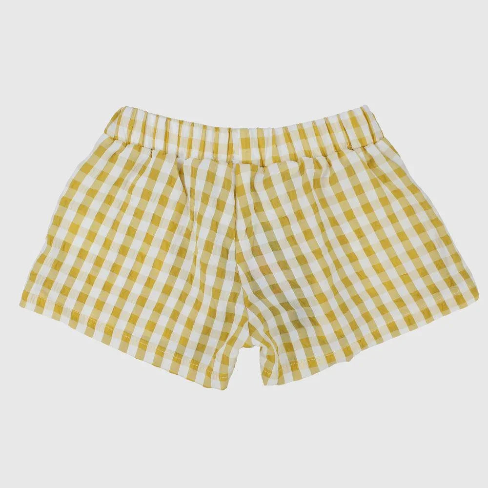 Yellow Checkered Comfy Shorts - Ourkids - Playmore