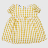 Yellow Checkered Short-Sleeved Dress - Ourkids - Playmore