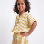 Yellow Checkered Short-Sleeved Shirt - Ourkids - Playmore