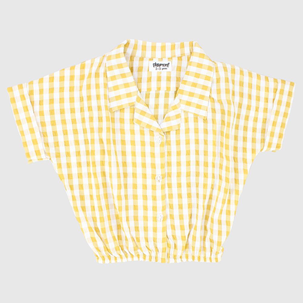 Yellow Checkered Short-Sleeved Shirt - Ourkids - Playmore