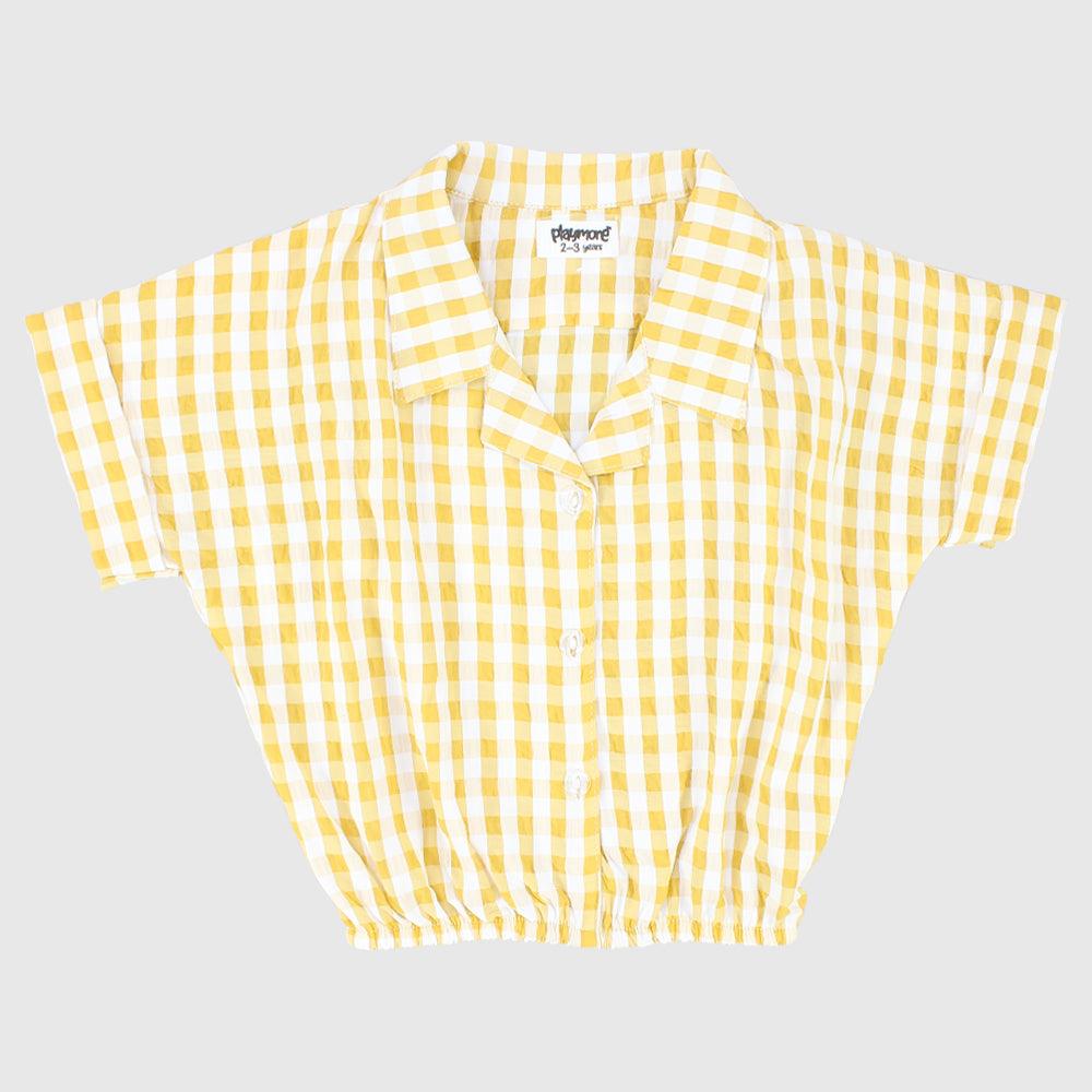 Yellow Checkered Short-Sleeved Shirt - Ourkids - Playmore