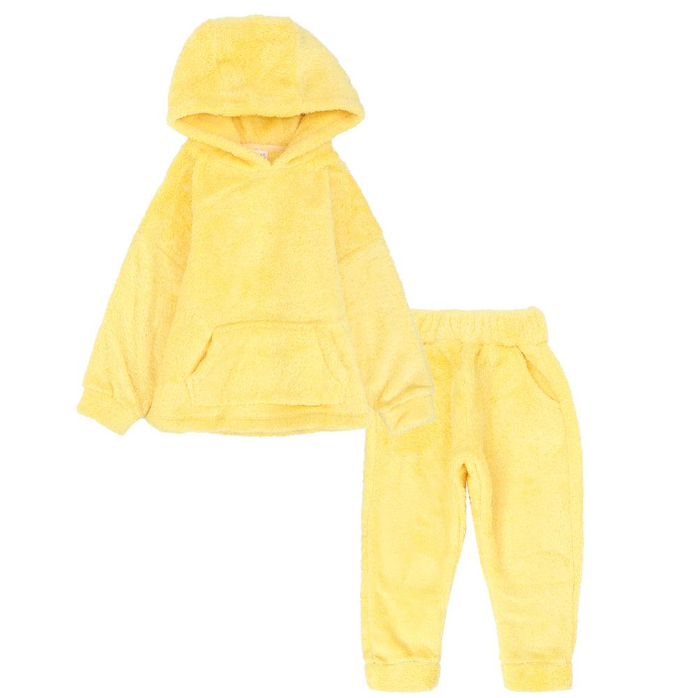 Yellow Long-Sleeved Fleeced Hooded Pajama - Ourkids - Ourkids
