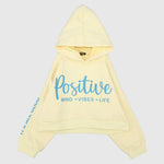 Yellow Positive Long-Sleeved Fleeced Cropped Hoodie - Ourkids - Nina Kids