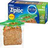 Ziploc Sandwich Bags, Easy Open Tabs, 90 Count, Clear - Ourkids - OKO