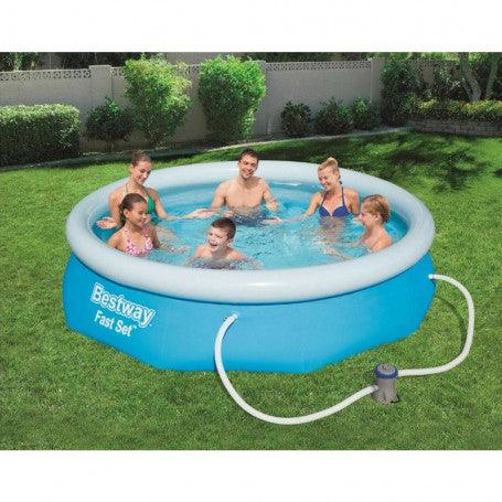 BESTWAY INFLATABLE ROUND SELF-SUPPORTING POOL ABOVE GROUND 305X76CM WITH FAST SET FILTER PUMP - Ourkids - Bestway