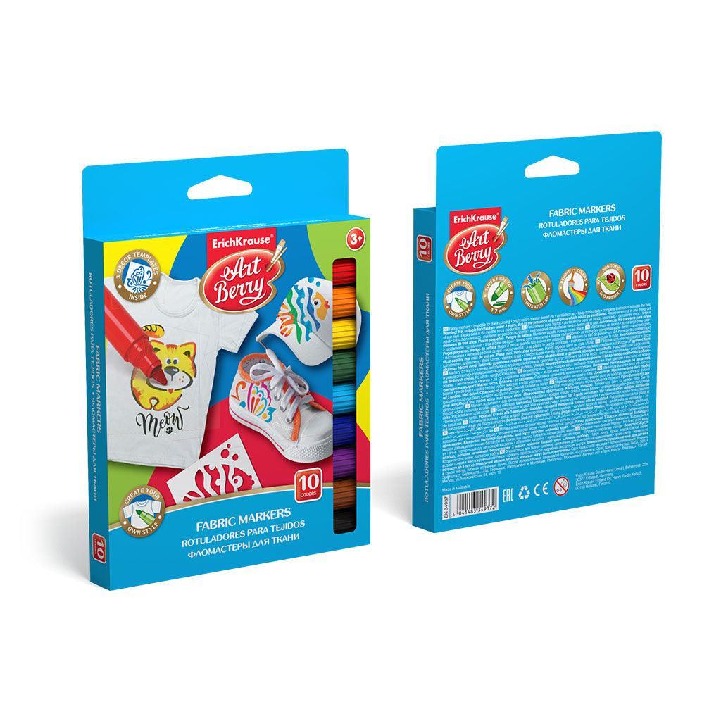 Buy Fabric markers ArtBerry® 10 colors with 3 template cards by Erich